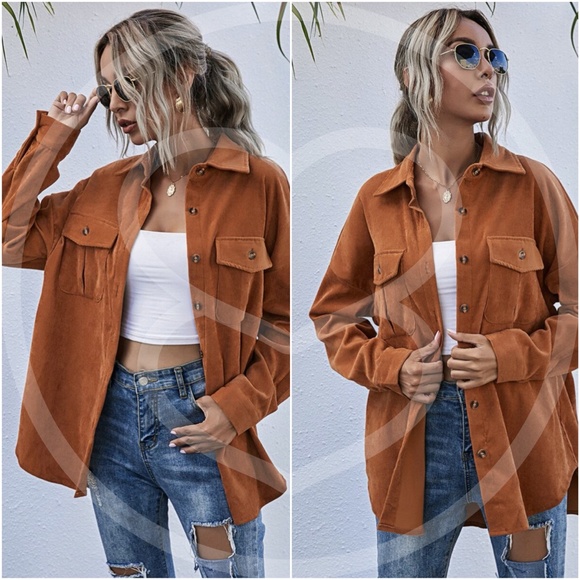 Dusty blue Corduroy light fall jacket - Picture 6 of 9